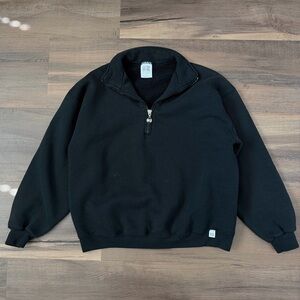 Vintage Russell Women's Black 1/4 Zip Sweatshirt - Made in USA - Size Medium
